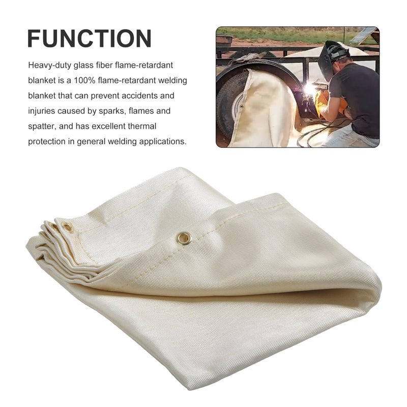 WINTOOLS 4 Feet x 6 Feet Welding Blanket Fire Flame Retardant Fiberglass Safety Shield Grommets - Image 2